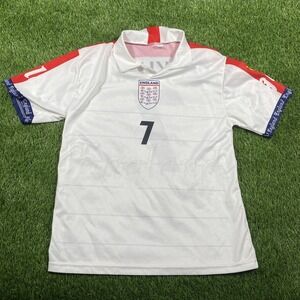 VTG David Beckham England Soccer Jersey Mens Small White #7 NB Made In Italy